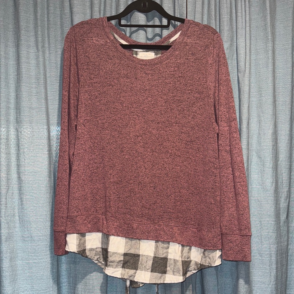 Maurices Heathered Burgundy Layered Sweatshirt